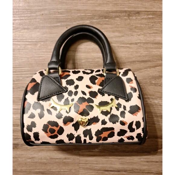 Betsey Johnson Leopard Print Satchel with Black Accents - Picture 2 of 11